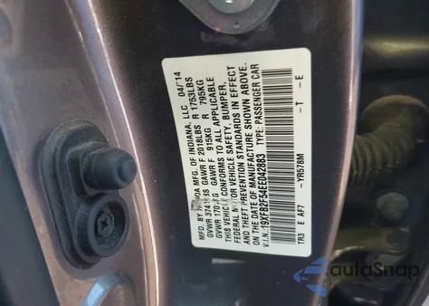 2014 Honda Civic Lx z USA, uszkodzony, nr VIN 19XFB2F54EE042883